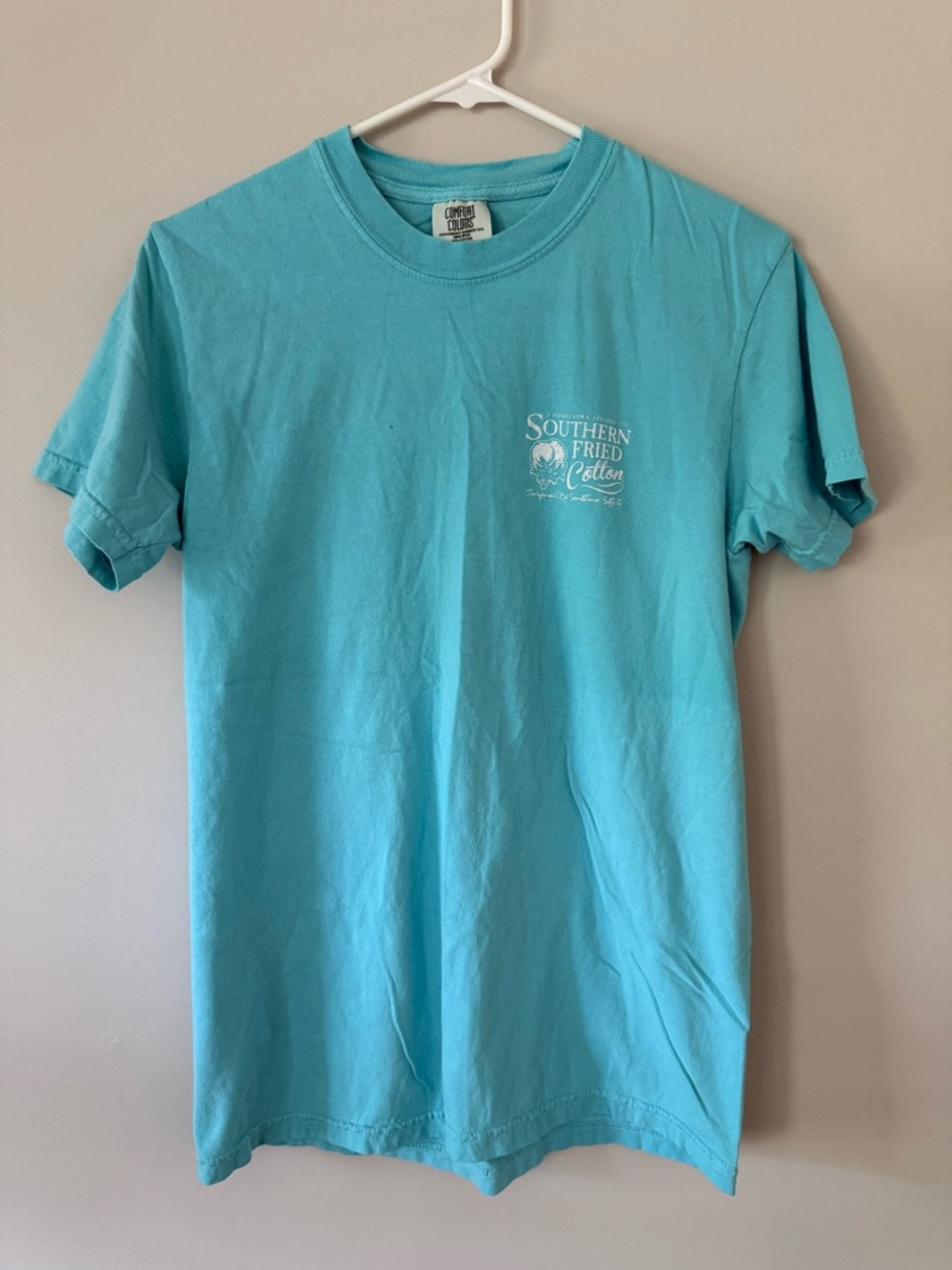 Southern Fried Cotton Turquoise Logo Tee